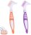 Denture Brush 2 Pack Cleaning Brush,Double Sided Denture Toothbrushes, Multi-Layered Bristles & Ergonomic Rubber Anti-Slip Handle Denture Brush Toothbrush, for Denture Cleaning Care (C)