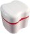 Exclusive Rose Red Denture Box with Specially Designed Holder for Rinse Basket, Great for Dental Care, Easy to Open, Store and Retrieve (Rose Red)