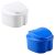 2 Pack Colors Denture Bath Case Cup Box Holder Storage Soak Container with Strainer Basket for Travel Cleaning (White, Blue)