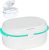 Dentures Case, Large Denture Bath Cup Storage Soak Container, Portable Retainer Cleaner Box Double Layer Dry-Wet Separation with Mirror for Travel (White)