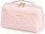 BAGSMART Makeup Bag Cosmetic Bag, Travel Makeup Bag, Water-resistant Toiletry Bag for Women Portable Pouch, Open Flat Make Up Organizer Bag, Cute Pink