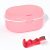 Denture Bath Box And Denture Brush Denture&Retainer Set, Denture Case with Mirror (Pink)