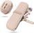 BSJIASHIWEI 2 x Portable Cosmetic Bag with Adhesive Tape, 1 x Silicone Makeup Brush Holder + 1 x Makeup Sponge Holder, Brush Cosmetic Bag, Makeup Brush Organiser for Travel Storagee (Khaki)