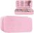 QFDS Small Makeup Bag,Soft Silicone Cosmetic Bag with Makeup Brushes Holder,Anti-wrinkle Silicone Travel Makeup Bag Organizer for Makeup,Beauty Tools and Brushes (Pink)