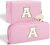 2?Pack?Personalized?Initial?Letter?Makeup?Bag?Set,?Small?Preppy?PU?Chenille?Letter?Zipper?Cosmetic?Pouch,?Travel?Waterproof?Toiletry?Bag?Cute?Monogram?Make?Up?Bag,?Gift?for?Women?Teen?Girls(Pink-?A)