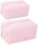 Jelyne Terry Cloth Makeup Bag Zipper Pouch 2 Pcs Terry Quilted Fabric Travel Cosmetic Organizer Toiletry Bag Cute Makeup Bag Organizer Case for Women and Girl(Pale Pink)