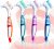 Haikole Denture Brush,4PCS Denture Toothbrush,Denture Cleaner Brush for Dental Devices,Mouth Guard, False Teeth,No-Slip Handle Dental Appliance Cleaning Brush (A-Yellow, Purple, Green, Blue)