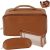 3 Pcs Travel Makeup Bag Portable Large Capacity Cosmetic Bags for Women Open Flat Makeup Case Organizer Bag Set of 3 Waterproof PU Leather Toiletry Bags with Divider and Handle(Brown)