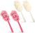 4Pack Back Scrubber for Shower, Evmliy Loofah Sponge Brush Exfoliating Body, Long Handle Scrub Brush for Shower with Loofah on a Stick for Back Use, Bathing Accessories Body Brushes (4Pack)