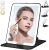 ESWU Travel Makeup Mirror with Light, Portable Folding Make Up Tabletop Mirror with 58 LEDs 3 Colors Light Modes Rechargable Compact Vanity Mirror with Adjustable Stand (Black)