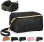 Makeup Bag Cosmetic Bag Waterproof Makeup Bags for Women Travel Toiletry Bag with Handle Portable Makeup Pouch Open Flat Make Up Organizer Bag for Travel Accessories, Toiletries, Brushes, Black