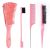 BRUSHZOO Detangling Brush with Hair Styling Comb Set, Hair Brushes for Women Men Kids Curly Hair, Hairbrush Set includ Detangler Brush Teasing Hair Brush Rat Tail Comb Edge Brush (Pink)