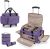 LUXJA Rolling Makeup Case with 3 Removable Pouches and 1 Makeup Brush Bag, Large Makeup Bag Cosmetic Bag with Detachable Dolly (Patented), Purple