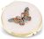 Cottage Garden Hand Painted Golden Metal Enamel Ornamental Vintage Hinged Lid Personal Makeup Beauty Double Sided Compact Mirror with Bejeweled Crystals, Golden Butterfly