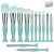 Oneleaf Standing Makeup Brushes Premium Synthetic Foundation Powder Concealers Eye Shadows Makeup 12 Pcs Brush Set, Green