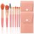 Olgaa Travel Makeup Brushes Set with Bag 8 Pcs Makeup Brushes 2 Pcs Makeup Bags,Pink Personalized Small Mini Reusable Cosmetic Bags Brushes Bridesmaid Gift Portable Storage Bag for Bachelorette Party