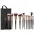 TOHERVIE 15pcs Makeup Brushes Set with Bag, Professional Cosmetic Brushes for Face Eye Shadow, Rubber Handle Synthetic Bristle (Black)