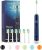 7AM2M Sonic Electric Toothbrush with 6 Brush Heads for Adults and Kids, One Charge for 90 Days, Wireless Fast Charge, 5 Modes with 2 Minutes Build in Smart Timer, Electric Toothbrushes(Navy Blue)