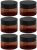 4 oz Amber Plastic Cosmetic Jars Leak Proof Container with Black Lid for Cream, Lotion, Powder, ointment, Beauty Products etc, 6 Pcs.