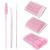 G2PLUS 300PCS Crystal Eyelash Extension Supplies Kit, 100PCS Disposable Lip Wands, 100PCS Mascara Brush Applicators, 100PCS Glitter Micro Brushes for Eyebrow, Eyelash Extension and Makeup Kits (Pink)
