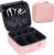 Bvser Travel Makeup Case, PU Leather Portable Organizer Makeup Train Case Makeup Bag Cosmetic Case with Adjustable Dividers for Cosmetics Makeup Brushes Women (Pink)