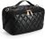 TRIWORKS Large Capacity Cosmetic Bag for Women Crossbody Bag PU Leather Waterproof Portable Travel Makeup Bag With Handle Black