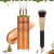 XIFEPFR Body Shimmer Oil, Bronze Gold Body Luminizer Face Highlighter Liquid Illuminator with Makeup Brush, Long Lasting Moisturizing Body Glitter Oil for Christmas Makeup Brighten (3.38 Fl Oz/#03)