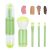 Mini Makeup Brush Travel Set – Green 4 in 1 Portable Telescopic Brush, Highlight Brush, Eyeshadow Brush, Foundation Blending Powder Brush Retractable Facial Cosmetic Lip Brush Set