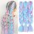 AFNOTE Rainbow Braiding Hair Extension 24 Inch 3 Packs Synthetic Profession Jumbo Braid in Hair Extensions 4 Tone Crochet Colored Hair Extensions for Braiding(Pink/Light Blue/Purple/Light Cyan)