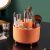 MIUOPUR Makeup Brush holder Organizer, 360° Rotating Make up Brush Holder, 5 Slots Pen Holder for Desk, Storage Cup for Lipsticks/Comb/Beauty Tool, Bathroom Vanity Desktop Organizer -Orange