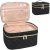 Relavel Makeup Bag, Large Capacity Makeup Bag Organizer Travel Cosmetic Bag for Women, 2-Layer Make up Train Case with Dividers, Portable Toiletry Storage Organizer for Accessories, Black