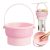 Makeup Brush Cleaning Mat 2 in 1 Silicone Makeup Brush Cleaner Bowl with Drying Holder Brush Cleaning Scrubber Tool Cosmetic Brush Cleaner with Holder for Storage Stand & Air Dry Brushes (Pink)