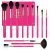 Makeup Brushes 12Pcs Makeup Kit,Foundation Powder Brush Eyeshadow Brush Concealers Blush Face Make up Brushes Set with Premium Premium Gift Box(12Pcs,Rose Red)