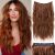 Halo Hair Extensions Auburn 22 Inch Invisible Wire Hair Extensions with Transparent Wire Adjustable Red Copper Curly Hair Extensions Clips Wavy Secret Hair Pieces for Women (22 Inch, Auburn Brown)