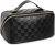 BIVIZKU Large Capacity Makeup Bags Portable Travel Cosmetic Bags Open-Flat Toiletry Waterproof Bag for Women Gift Make up Organizer with Divider and Handle Pouch Zipper Bag (A-Black)