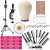 Yahenda 23 Inch Wig Cork Canvas Block Head with Mannequin Tripod Head Stand Wig Holder Stand with Pins Wigs Making Kit and Supplies Accessories for Cosplay Making Wigs Styling Display (White)
