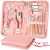 Manicure Set Pedicure Kit Womens Nail Clippers Set 32 in 1 Professional Grooming Care Tools Nail Kit Including Facial, Fingernails and Toenails Care with Travel Case Women (Rose Pink_32 in 1)