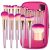 JAF 26pcs Professional Pink Makeup Brushes Set with Case Vegan Synthetic Brushes Set in Zipper Bag Holder Cosmetic Big Makeup Tools Kit for Face Contour Highlighter