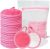 Nugilla 20 Packs Reusable Makeup Remover Pads with a Washable Laundry Bag, Microfiber Towel Clean Skin Face Towels, Soft Makeup Remover Cloth, Fast Drying Washcloth (Pink/White)