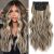 Dorsanee Clip in Hair Extensions 20 Inch 4pcs Medium Brown Mixed Blonde Long Wavy Highlight Hair Extensions Double Weft Synthetic Hairpiece for Women