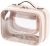 Veki Transparent Makeup bag Double Travel Cosmetic bags Case Waterproof Toiletries Bag Large Capacity Open Storage bag Organizer for Women and Girls (Small Pink)