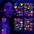 Glow in The Dark Tattoos Face Stickers, Neon Heart Temporary Tattoos Makeup UV Neon Tattoo Body Stickers Heart Lip Bride Wedding Valentine for Women Girls Festival Bar Party 4PCS