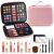 Color Nymph Beginner Makeup Kits For Teens with Reusable Handbag Included 36 Colors Eyeshadow Blushes Bronzer Highlighter 4 Colors Lipgloss 10 Colors Lip Oil Brushes Mirror(Pink)