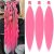 Pink Braiding Hair Pre Stretched 30 Inch Colored Hair Extensions For Braiding Light Pink Rave Braiding Hair Extensions 3 Packs Soft Yaki Braiding Hair Hot Water Setting (30 Inch (Pack of 3), Pink#)