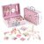 Color Nymph Girls Makeup Kits For Teens With Pink Retro Train Case Included Portable Matte Shimmer Glitter Eyeshadow Palettes,Lipstick,Lip Oils,Blushes,Highlighter,Brushes,Mirror