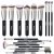 Bueart Design 16Pcs Ultra soft Essential Makeup Brushes set Professional makeup brush set with Premium vegan Hair for Foundation concealer eyeshadow face Contour Blush (16Pcs Pearl Black)