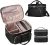 Prokva Travel Makeup Bag with 2 Pouches and Adjustable Dividers, Large Cosmetic Case Make up Organizer for Women Fits Bottles Vertically, Black (Patented Design)