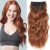 Ginger Clip in Hair Extensions 4 PCS Soft Copper Red Long Wavy Synthetic Hair Extensions 20Inch Thick Hairpieces Double Weft 350# Hair Extensions 11 Clips (20Inch(4PCS), 350# Copper Red Ginger)