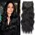 20inch Black Hair Extension for Women 4PCS Thick Hairpieces Natural Synthetic Clip in Hair Extension Double Weft Long Wavy Hair Extensions Clip Ins Hairpicecs (20INCH, 1B)