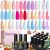 Beetles Pastel Gel Nail Polish Kit with Gel Base Top Coat 23Pcs Macaron Colors Collection Bright Uv Gel Nail Art Solid Sparkle Glitter Colors Decorations for Women Girls Christmas Gift